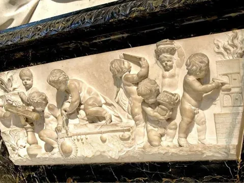 Detail of the Isaac Newton monument scientific relief, Westminster Abbey