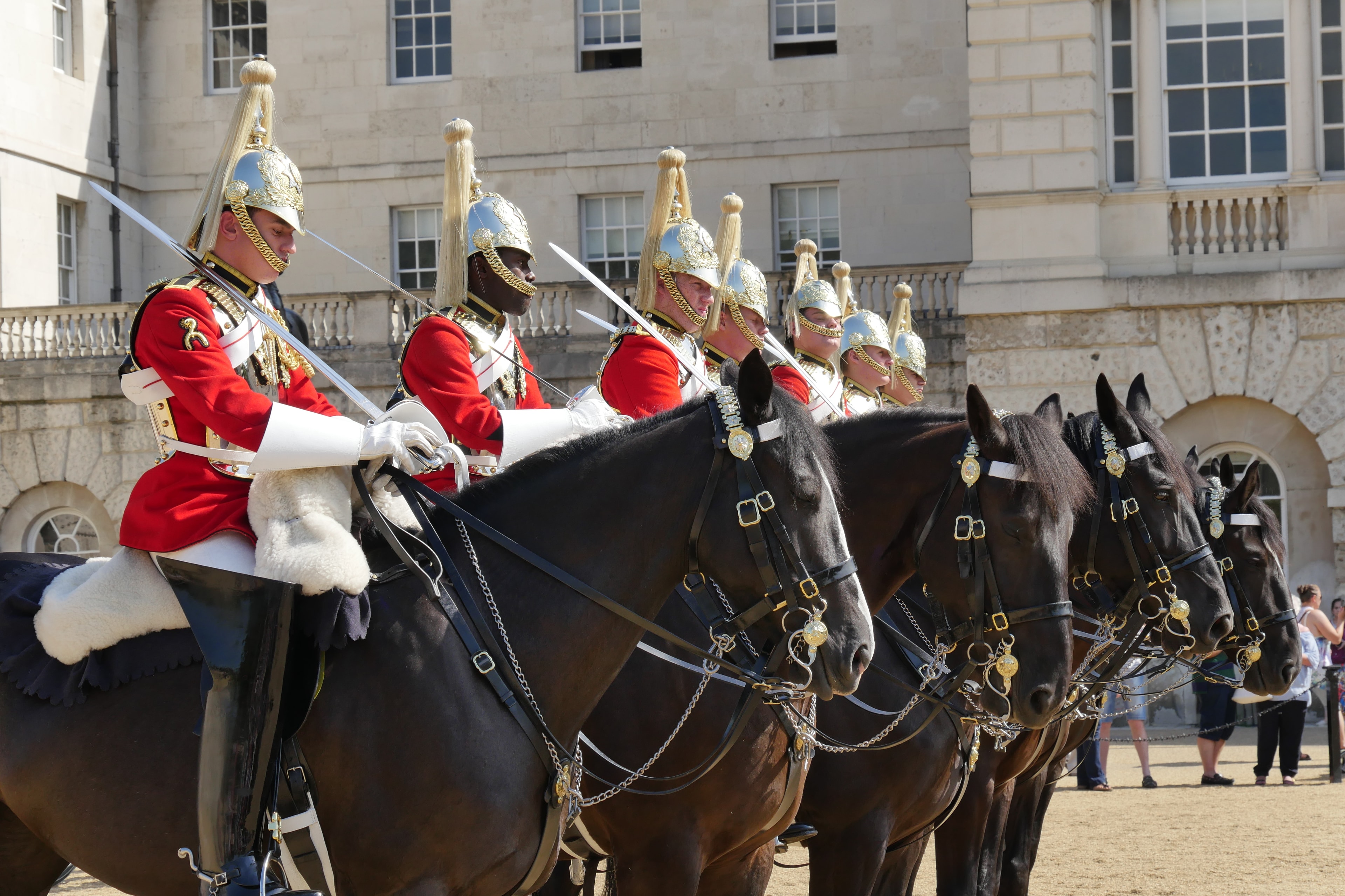 Household Cavalry riding at Horse Guards Parade